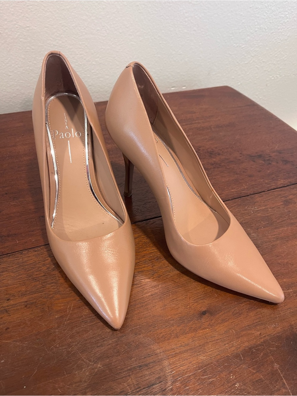 Paolo Blush Beige Pointed-Toe Stiletto Pumps